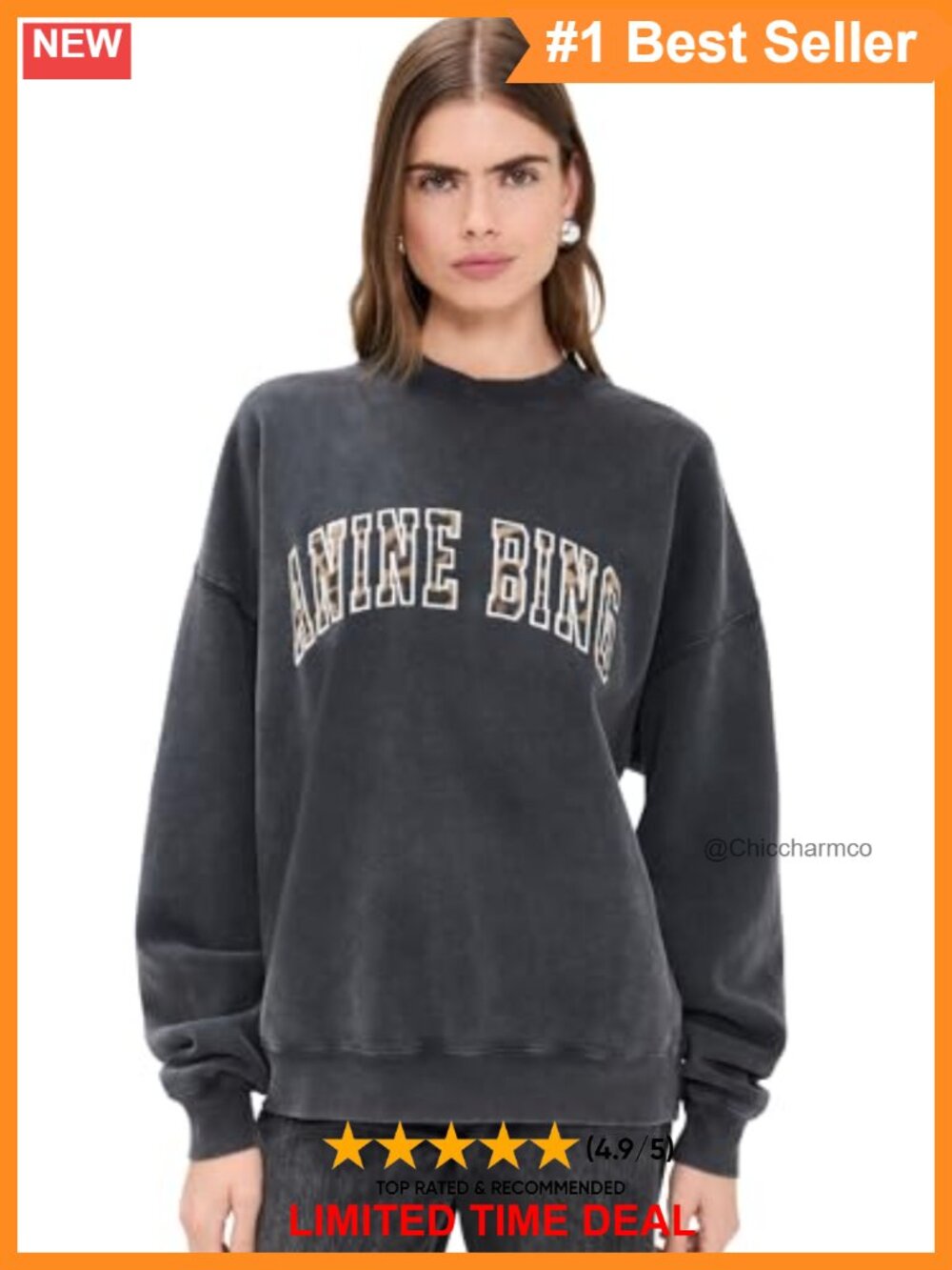 Miles Sweatshirt Mid-Weight Stretch Fleece Leopard Print Crew Neck